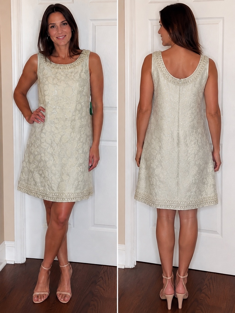 Lilly Pulitzer Cameo White Metallic Jacquard Sophia Dress Size 4 embellished